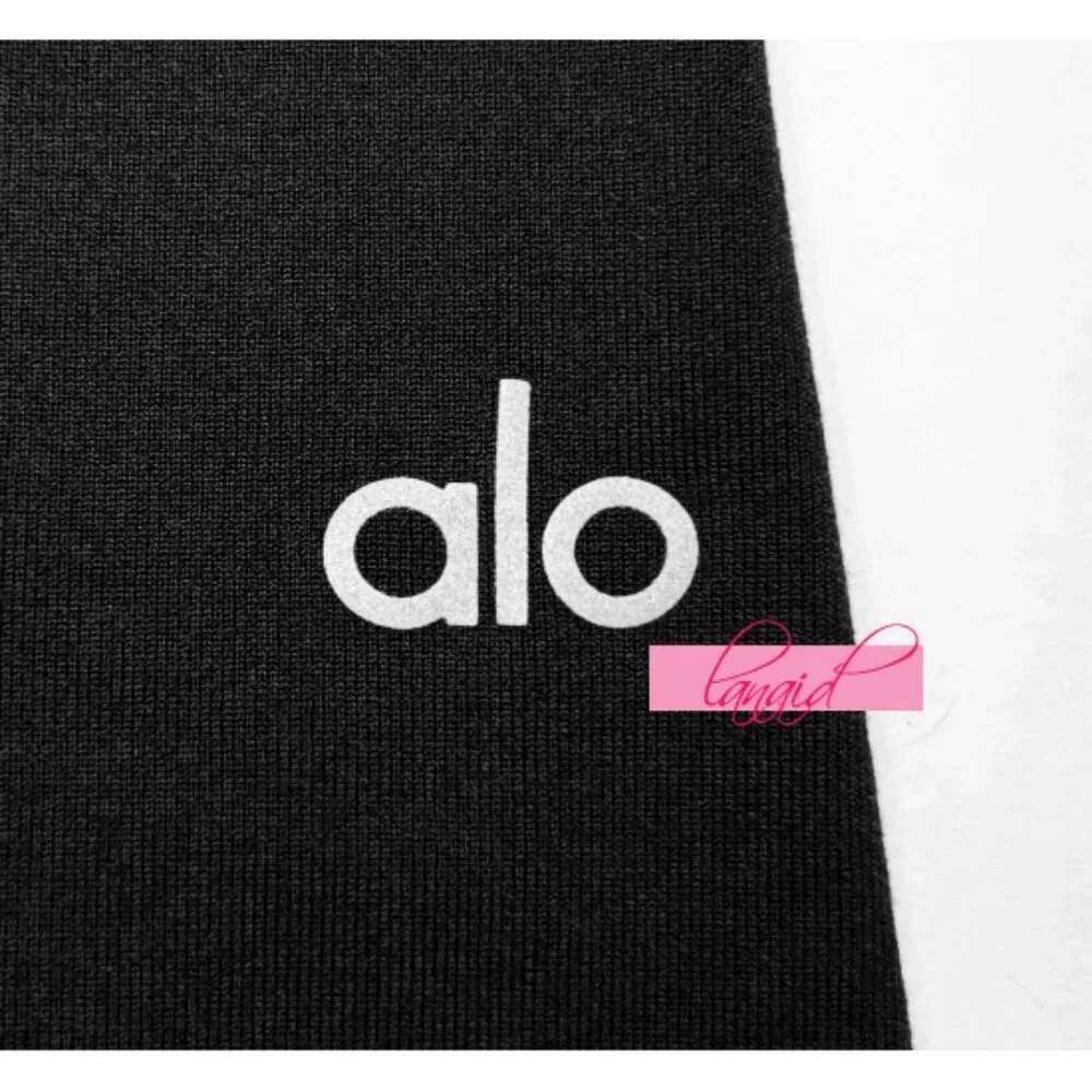 Alo Airbrush Winter Warm Nocturne Long Sleeve Black Brushed Fleece Fitted Top S